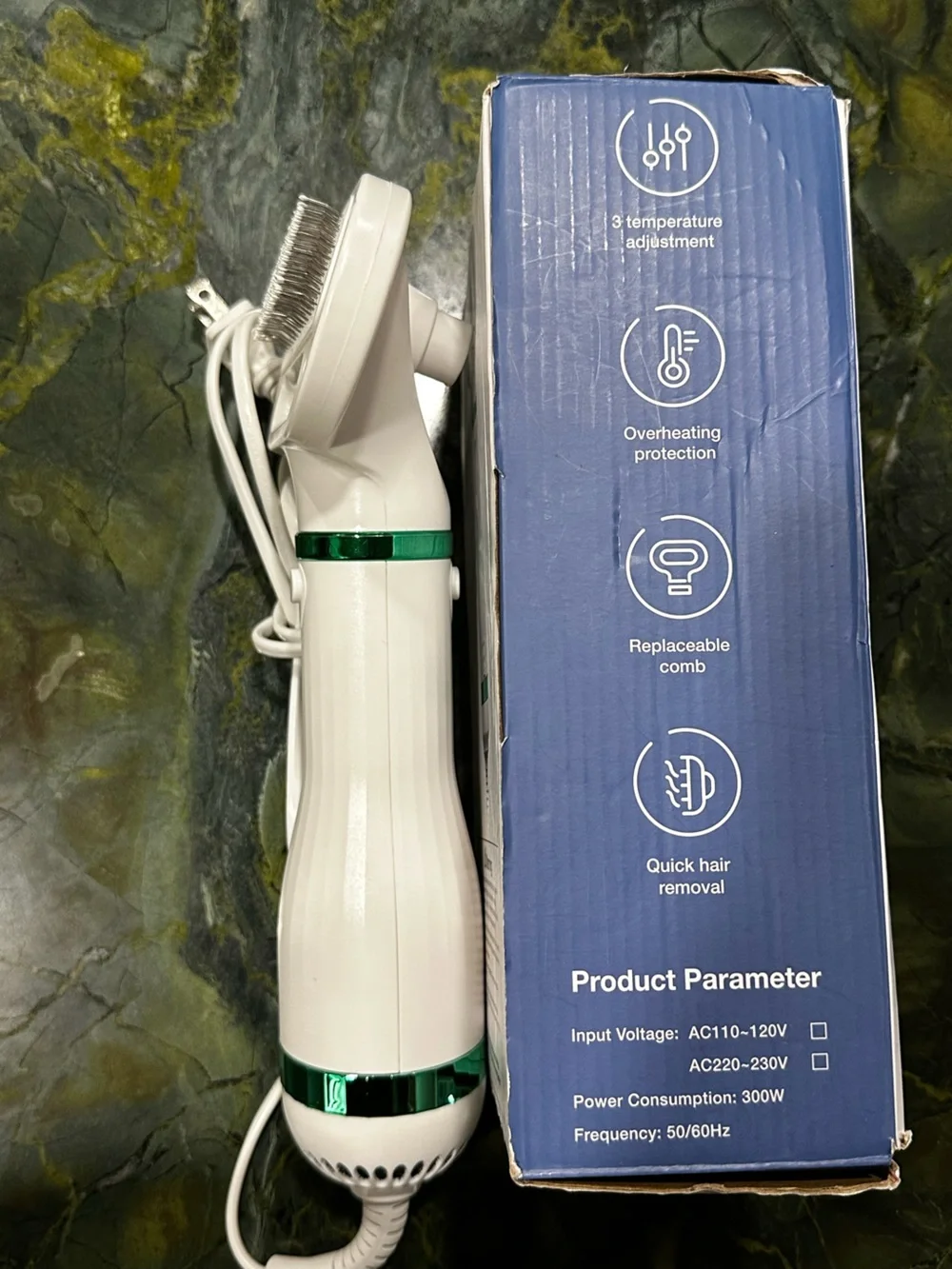 2-in-1 Pet Grooming Dryer Blower With Brush Adjustable Temperature For Dogs Cats